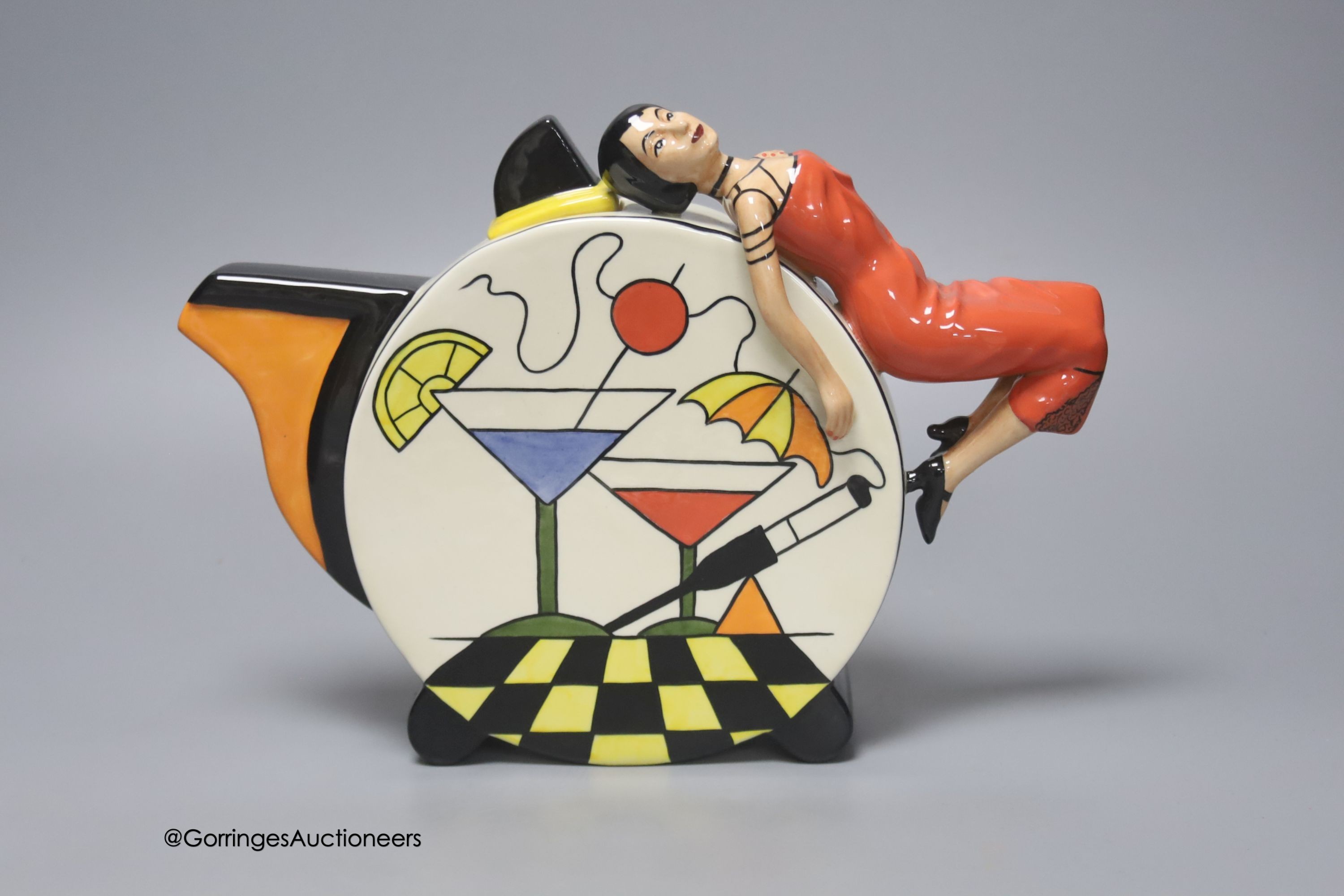 A Lorna Bailey Art Deco style figural teapot, 204/350, height 20cm
